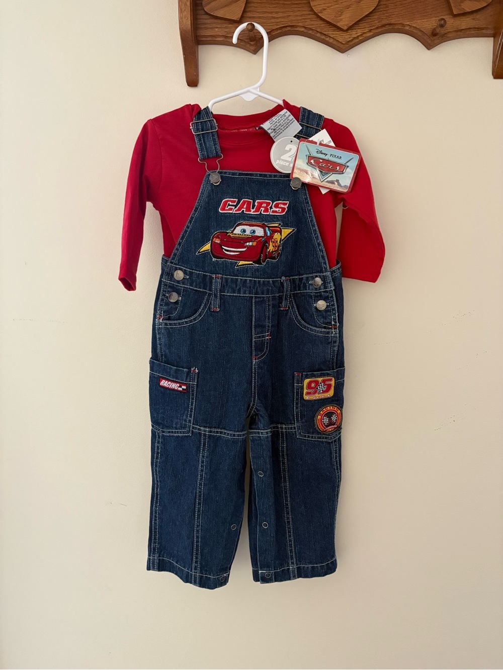 Vintage Y2K HTF Rare NWT Disney Cars Overalls and Shirt Size 12-18 months